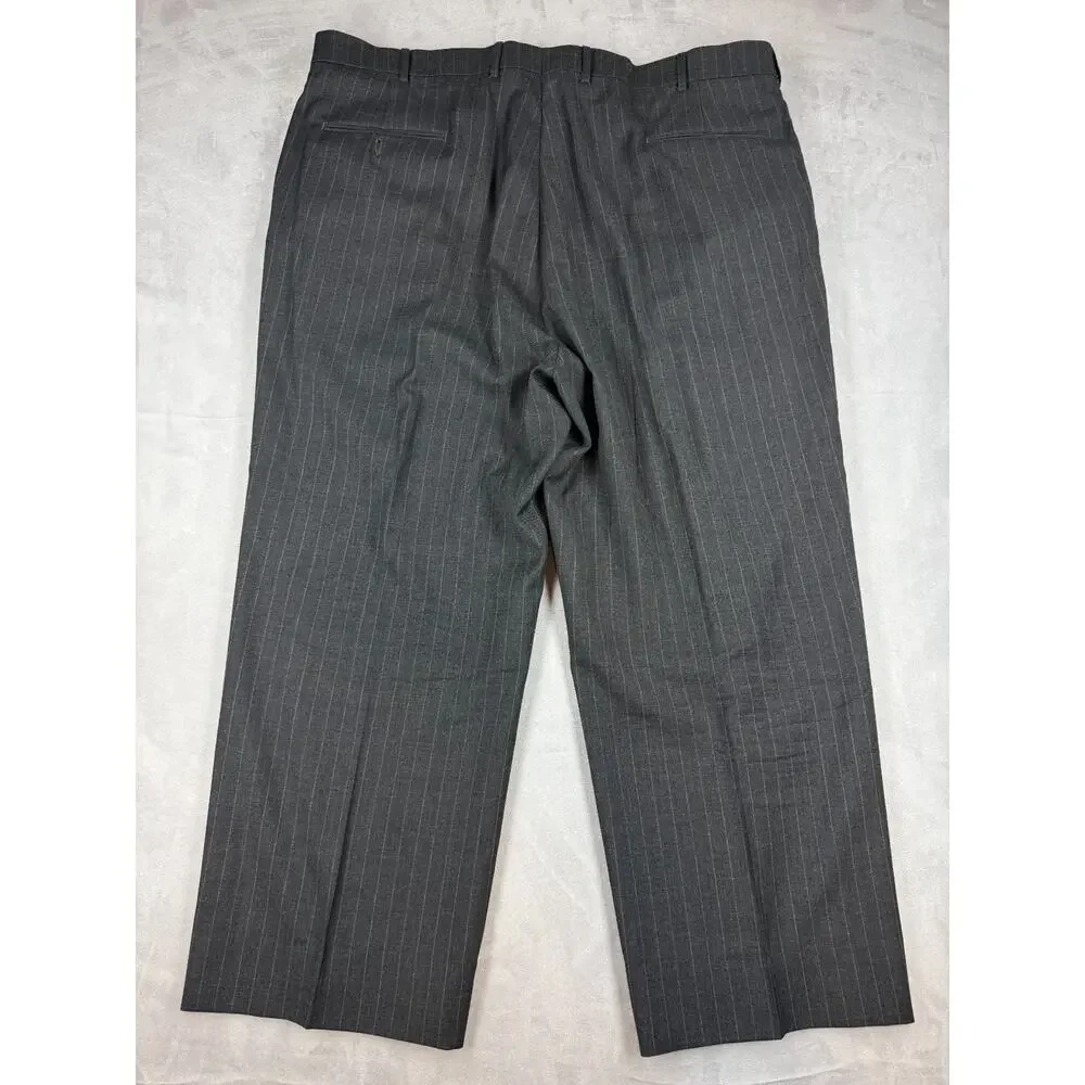 STAFFORD PERFORMANCE Suit 54Reg Big and Tall Black Pin Stripe Wool 3 Button Coat